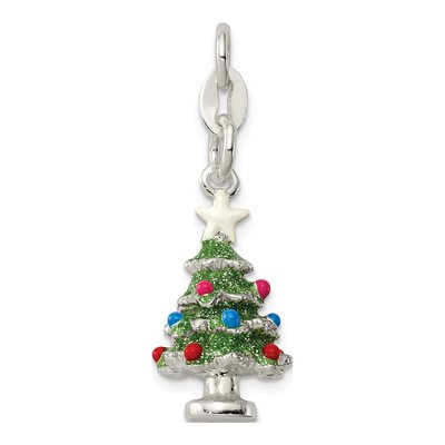 Sterling Silver 3D Christmas Tree Charm