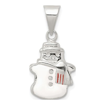 Sterling Silver Enamel Snowman Pendant