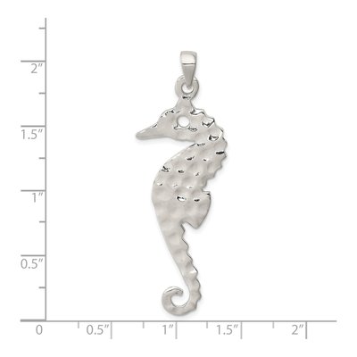 Sterling Silver Hammered Seahorse Pendant – view 4
