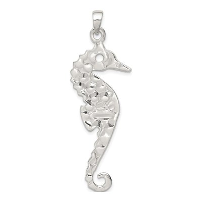 Sterling Silver Hammered Seahorse Pendant – view 5