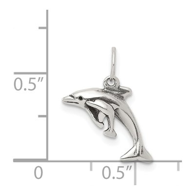 Sterling Silver Antiqued Dolphin Baby Charm – view 4