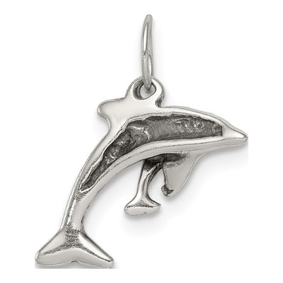 Sterling Silver Antiqued Dolphin Baby Charm – view 5