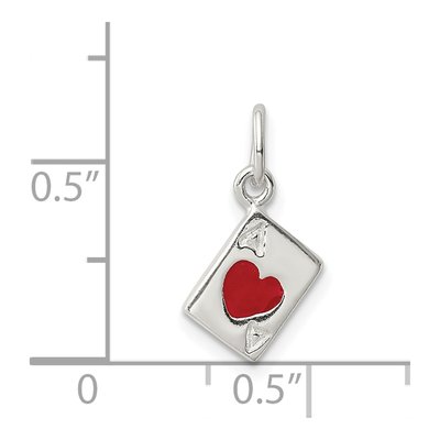 Sterling Silver Enameled Ace of Hearts Charm – view 4