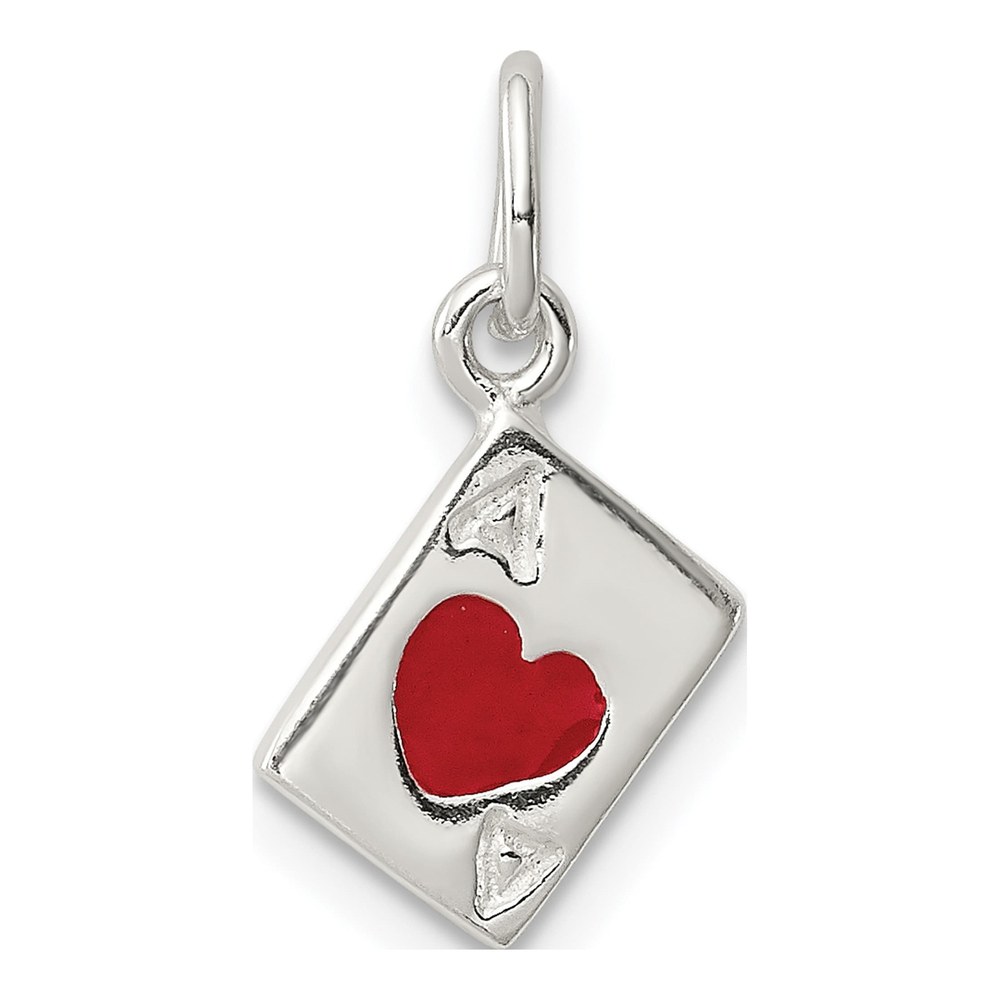 Sterling Silver Enameled Ace of Hearts Charm