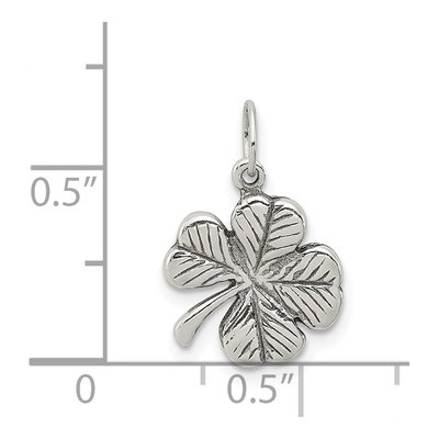 Sterling Silver Antiqued 4-Leaf Clover Charm – view 4