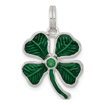 Sterling Silver Enamel 4-Leaf Clover Charm