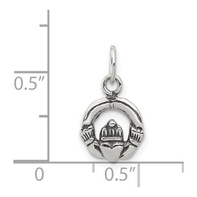 Sterling Silver Mini Antiqued Claddagh Charm – view 4