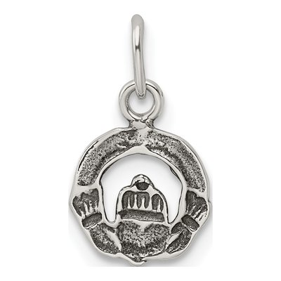 Sterling Silver Mini Antiqued Claddagh Charm – view 5