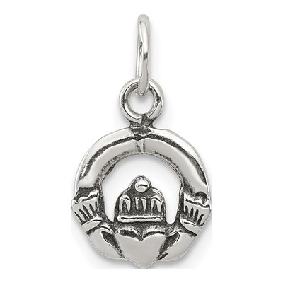 Sterling Silver Mini Antiqued Claddagh Charm