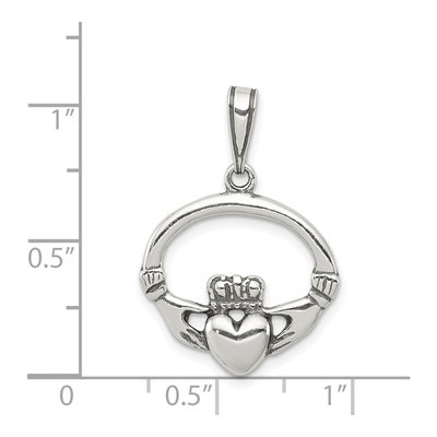 Sterling Silver Antiqued Claddagh Pendant – view 4