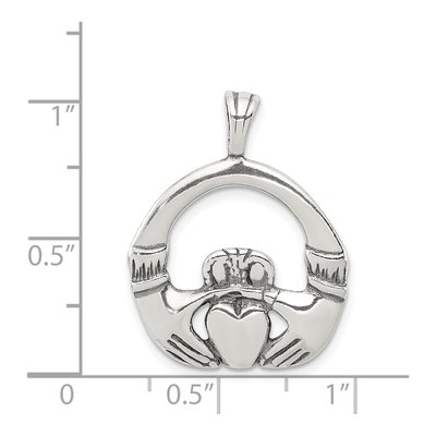 Sterling Silver Antiqued Claddagh Pendant – view 4
