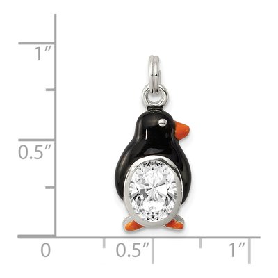Sterling Silver CZ Enamel Penguin Charm – view 4