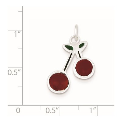 Sterling Silver Enameled Cherries Charm – view 2