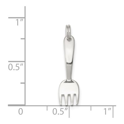 Sterling Silver Fork 3D Pendant – view 4