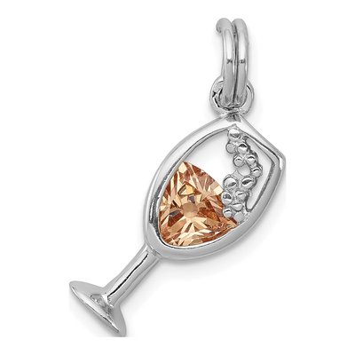 Sterling Silver CZ Glass Charm