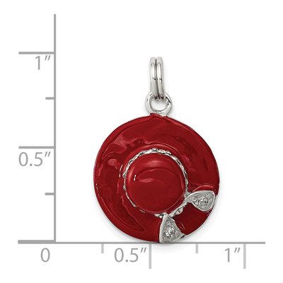 Sterling Silver CZ Enamel Hat Pendant – view 4