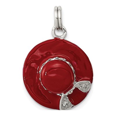 Sterling Silver CZ Enamel Hat Pendant