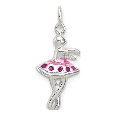 Sterling Silver Enameled Ballerina for Kids Charm
