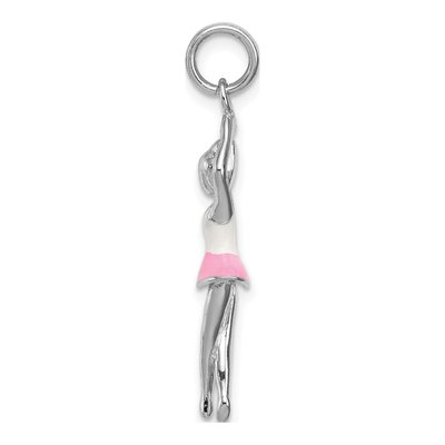Sterling Silver Enamel Ballerina Pendant – view 3