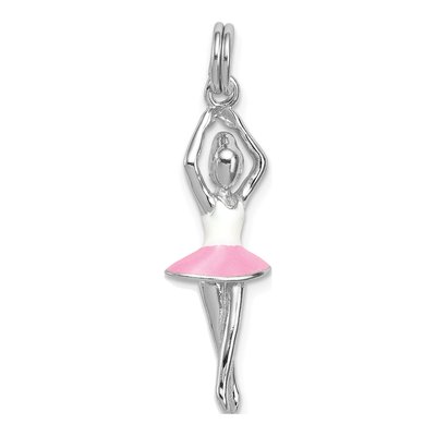 Sterling Silver Enamel Ballerina Pendant