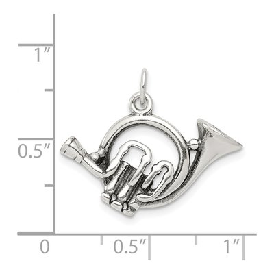Sterling Silver Antiqued French Horn Charm – view 4