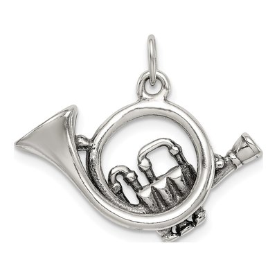 Sterling Silver Antiqued French Horn Charm – view 5