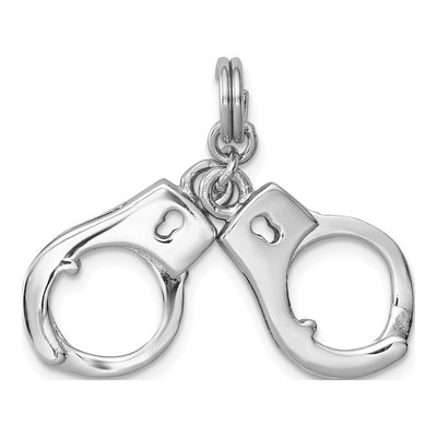 Sterling Silver Movable Handcuffs Pendant