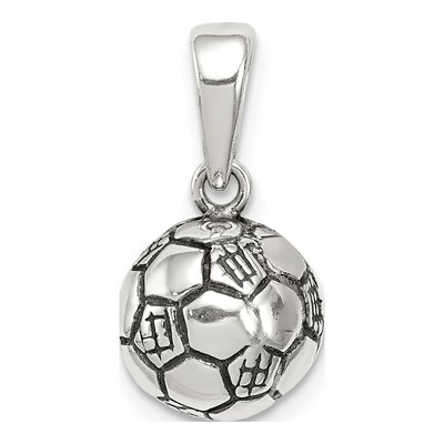 Sterling Silver Antiqued Soccer Ball Pendant