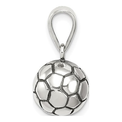 Sterling Silver Antiqued Soccer Ball Pendant – view 3
