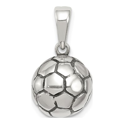 Sterling Silver Antiqued Soccer Ball Pendant