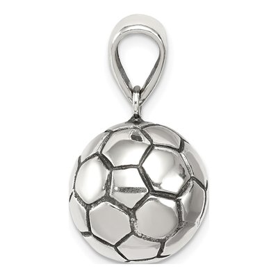 Sterling Silver Antiqued Soccer Ball Pendant – view 3