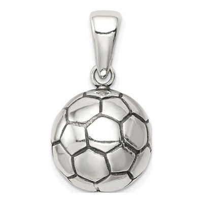 Sterling Silver Antiqued Soccer Ball Pendant