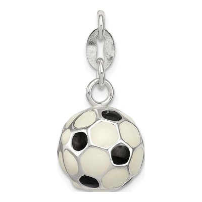 Sterling Silver Enamel Soccer Ball Charm