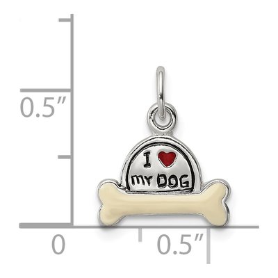 Sterling Silver I Love My Dog Enamel Charm – view 4