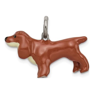 Sterling Silver Enameled Cocker Spaniel Pendant