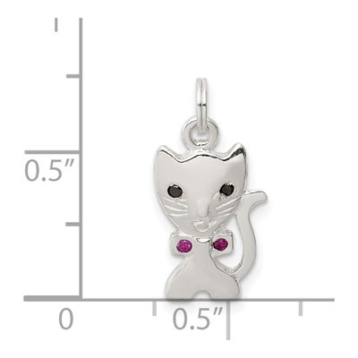 Sterling Silver Enameled Cat Pendant – view 4
