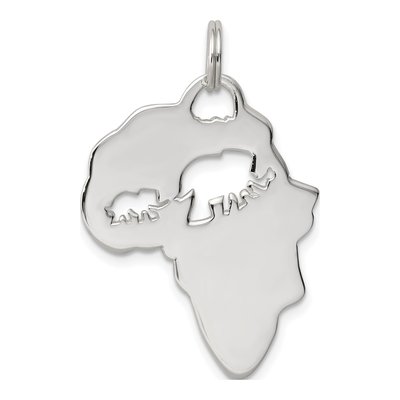 Sterling Silver Africa Elephant Cutout Pendant