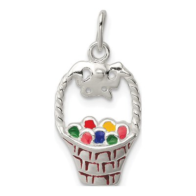 Sterling Silver Enameled Easter Basket Pendant