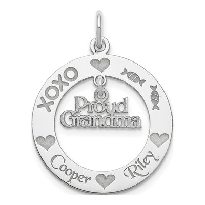 Sterling Silver Personalized Proud Grandma Charm