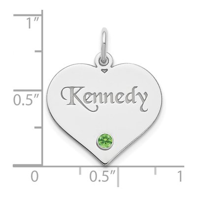 Sterling Silver Personalized Heart Birthstone Charm – view 3