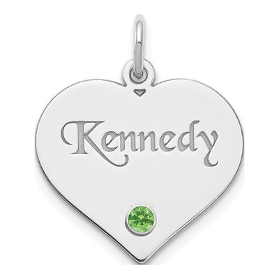 Sterling Silver Personalized Heart Birthstone Charm