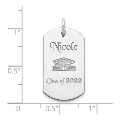 Sterling Silver Personalized Graduation Dog Tag Charm – view 3