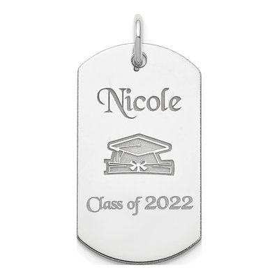 Sterling Silver Personalized Graduation Dog Tag Charm