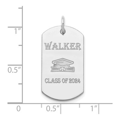 Sterling Silver Personalized Graduation Dog Tag Pendant – view 3