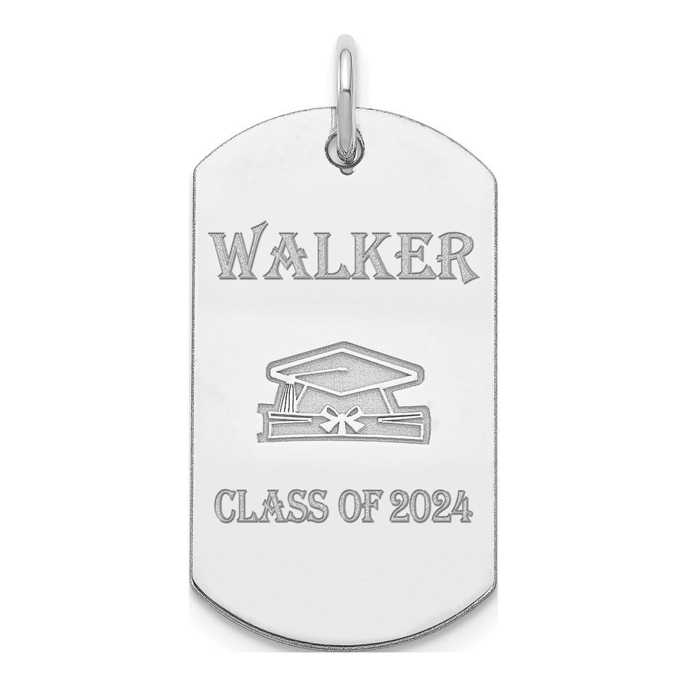 Sterling Silver Personalized Graduation Dog Tag Pendant