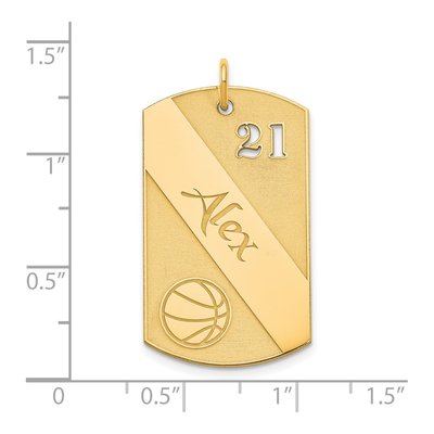 Gold-Plated Sterling Silver Personalized Basketball Dog Tag Charm – view 2