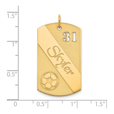 Gold-Plated Sterling Silver Personalized Soccer Ball Dog Tag Pendant – view 2