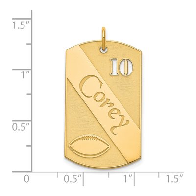 Gold-Plated Sterling Silver Personalized Football Dog Tag Charm – view 2