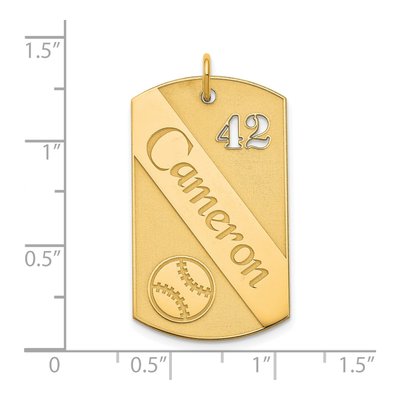 Gold-Plated Sterling Silver Personalized Baseball Dog Tag Charm – view 2
