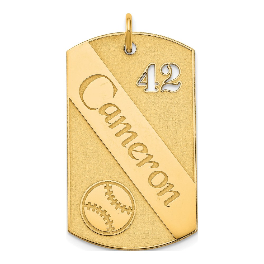 Gold-Plated Sterling Silver Personalized Baseball Dog Tag Charm